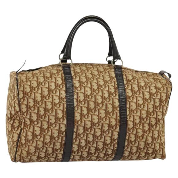 DIOR Trotter Canvas Boston Bag Brown Gold - Picture 1 of 12